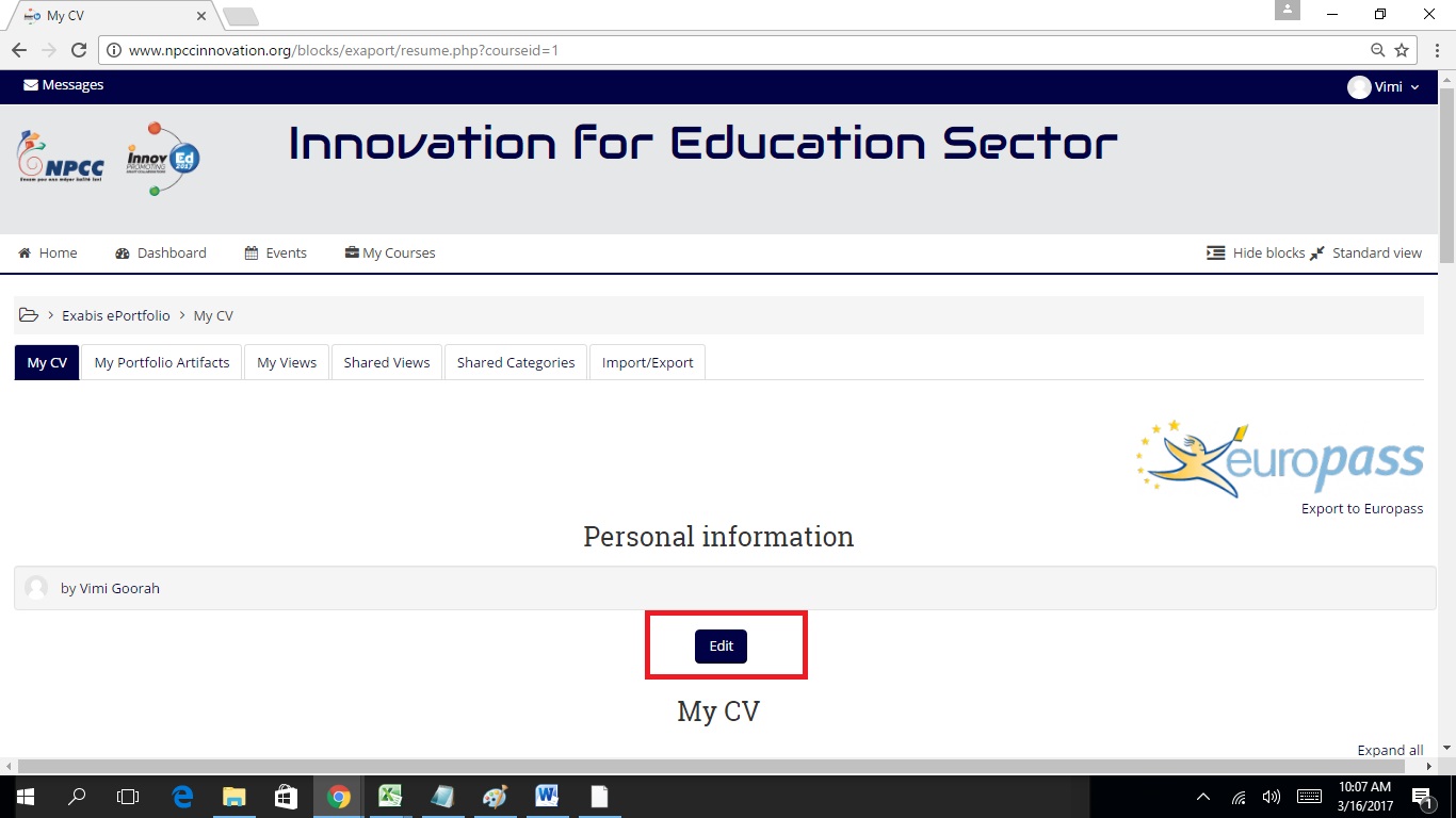 Edit MyCV